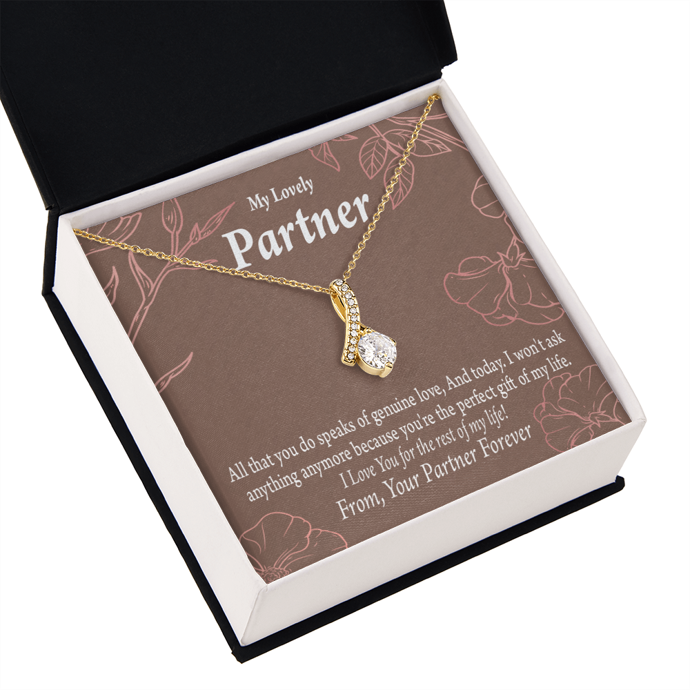 To My Partner Perfect Gift Of My Life Alluring Ribbon Necklace Message Card-Express Your Love Gifts