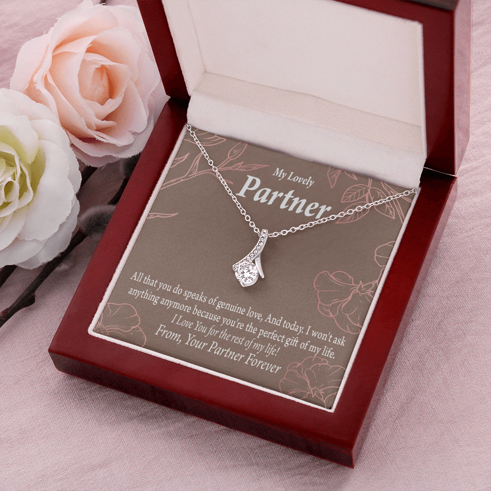 To My Partner Perfect Gift Of My Life Alluring Ribbon Necklace Message Card-Express Your Love Gifts
