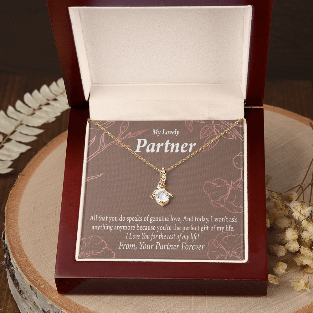 To My Partner Perfect Gift Of My Life Alluring Ribbon Necklace Message Card-Express Your Love Gifts