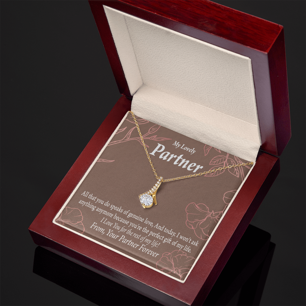 To My Partner Perfect Gift Of My Life Alluring Ribbon Necklace Message Card-Express Your Love Gifts