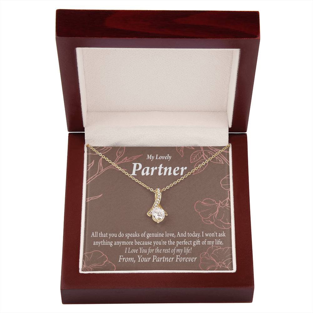 To My Partner Perfect Gift Of My Life Alluring Ribbon Necklace Message Card-Express Your Love Gifts