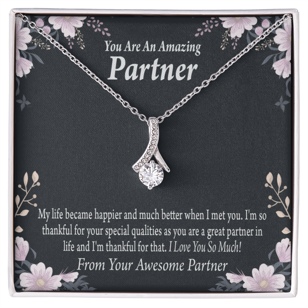 To My Partner You're Amazing Alluring Ribbon Necklace Message Card-Express Your Love Gifts