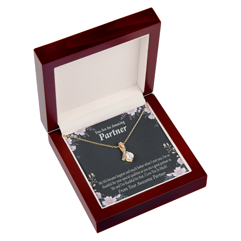 To My Partner You're Amazing Alluring Ribbon Necklace Message Card-Express Your Love Gifts