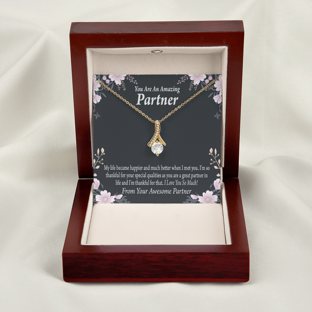 To My Partner You're Amazing Alluring Ribbon Necklace Message Card-Express Your Love Gifts
