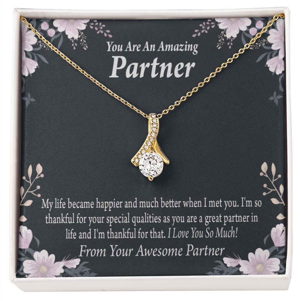 To My Partner You're Amazing Alluring Ribbon Necklace Message Card-Express Your Love Gifts