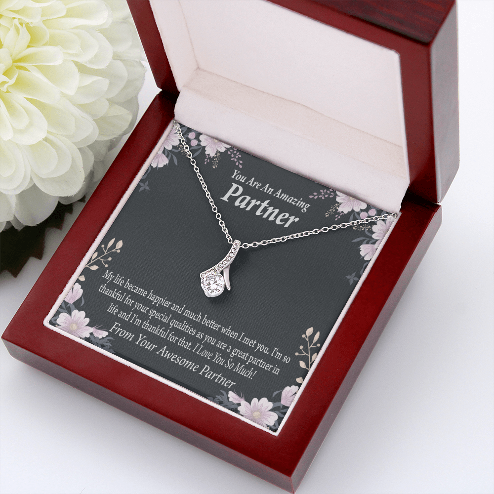 To My Partner You're Amazing Alluring Ribbon Necklace Message Card-Express Your Love Gifts