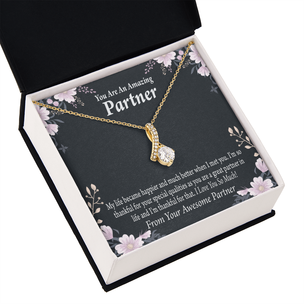 To My Partner You're Amazing Alluring Ribbon Necklace Message Card-Express Your Love Gifts