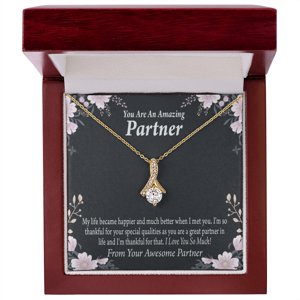 To My Partner You're Amazing Alluring Ribbon Necklace Message Card-Express Your Love Gifts