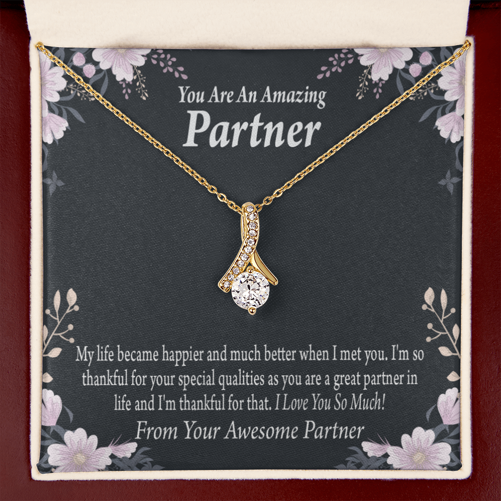 To My Partner You're Amazing Alluring Ribbon Necklace Message Card-Express Your Love Gifts
