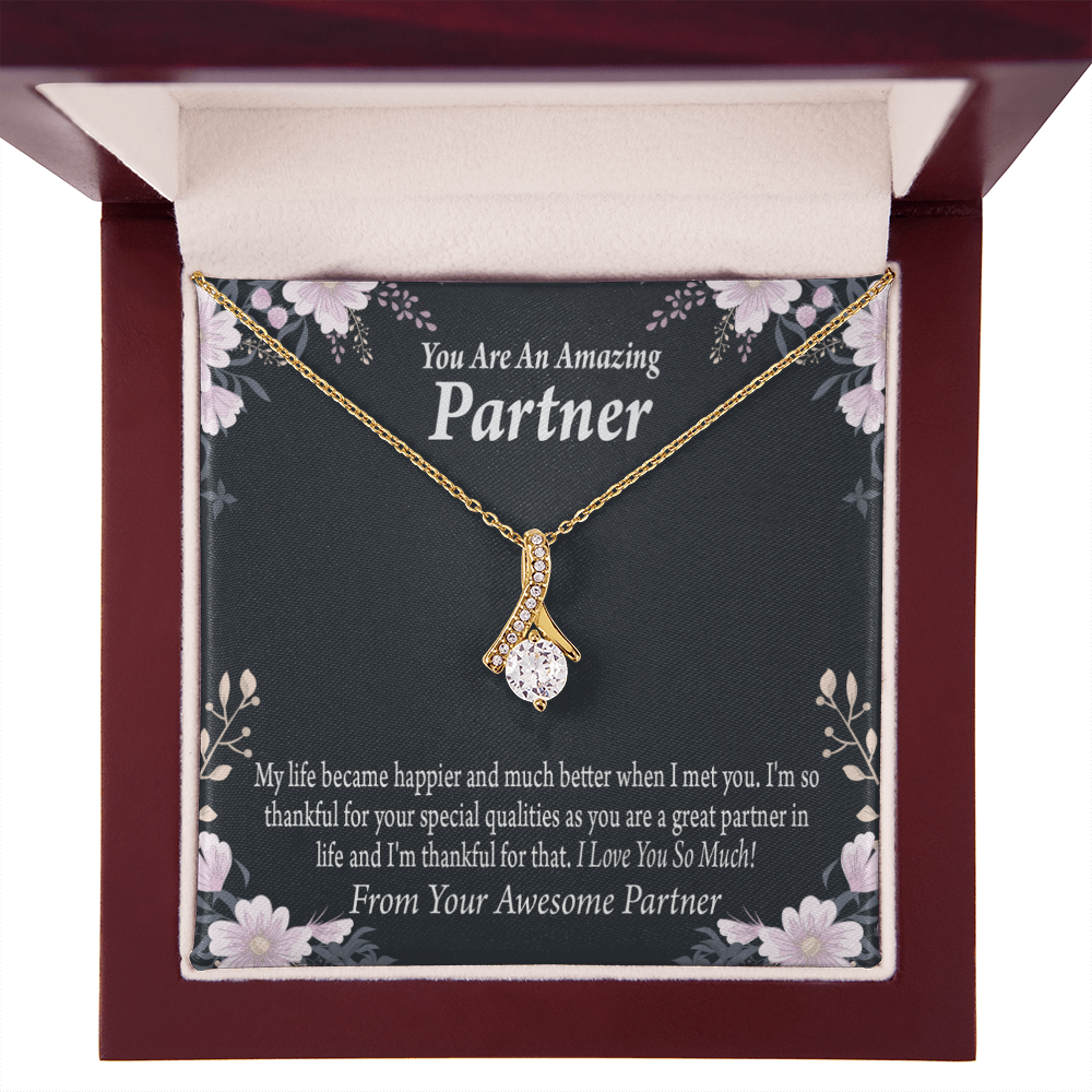 To My Partner You're Amazing Alluring Ribbon Necklace Message Card-Express Your Love Gifts
