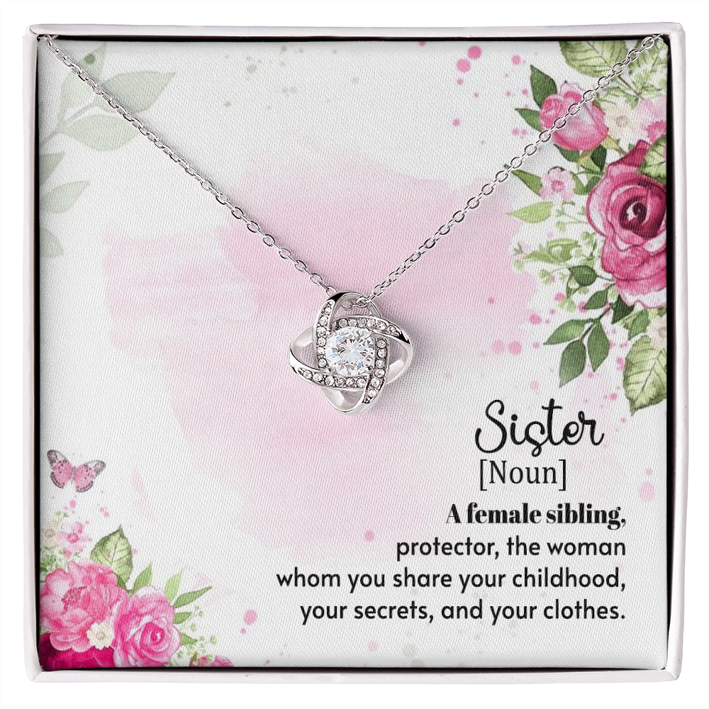 To My Sister A Female Sibling Infinity Knot Necklace Message Card-Express Your Love Gifts