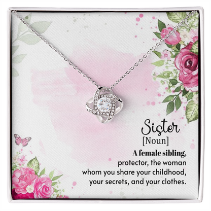To My Sister A Female Sibling Infinity Knot Necklace Message Card-Express Your Love Gifts