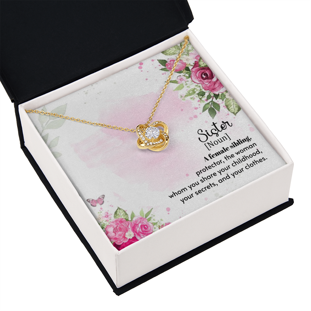 To My Sister A Female Sibling Infinity Knot Necklace Message Card-Express Your Love Gifts