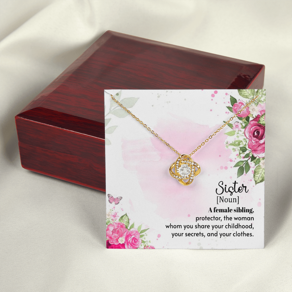To My Sister A Female Sibling Infinity Knot Necklace Message Card-Express Your Love Gifts