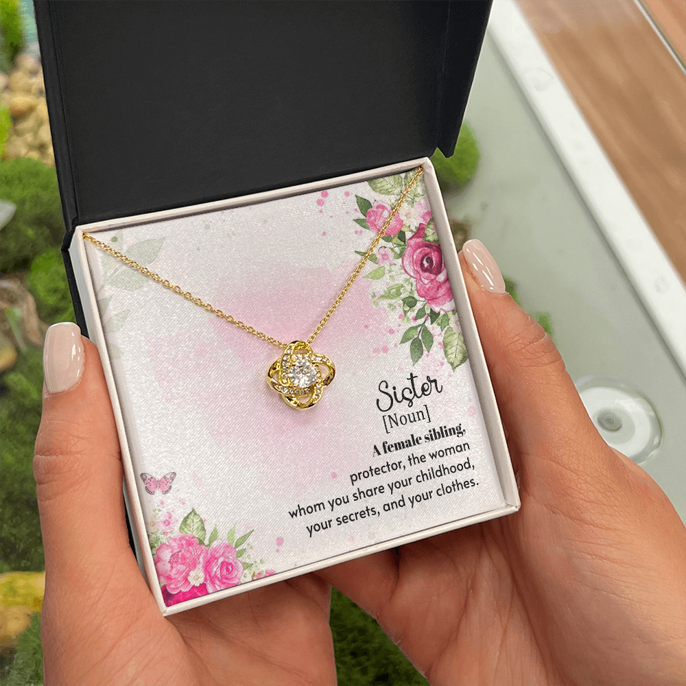 To My Sister A Female Sibling Infinity Knot Necklace Message Card-Express Your Love Gifts