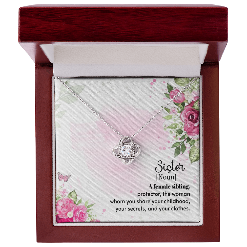 To My Sister A Female Sibling Infinity Knot Necklace Message Card-Express Your Love Gifts