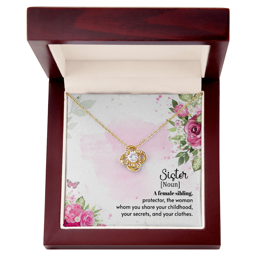 To My Sister A Female Sibling Infinity Knot Necklace Message Card-Express Your Love Gifts