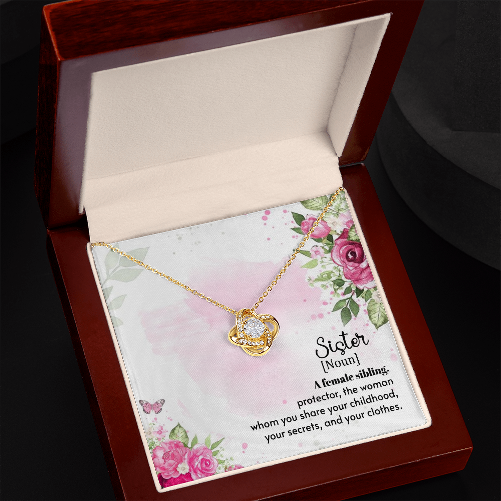 To My Sister A Female Sibling Infinity Knot Necklace Message Card-Express Your Love Gifts