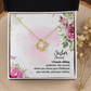 To My Sister A Female Sibling Infinity Knot Necklace Message Card-Express Your Love Gifts