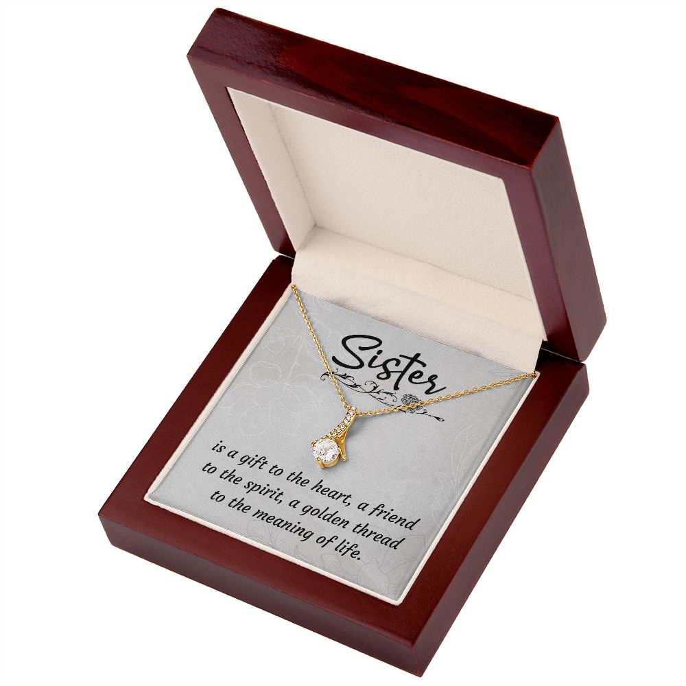 To My Sister A Sister is a Gift Alluring Ribbon Necklace Message Card-Express Your Love Gifts