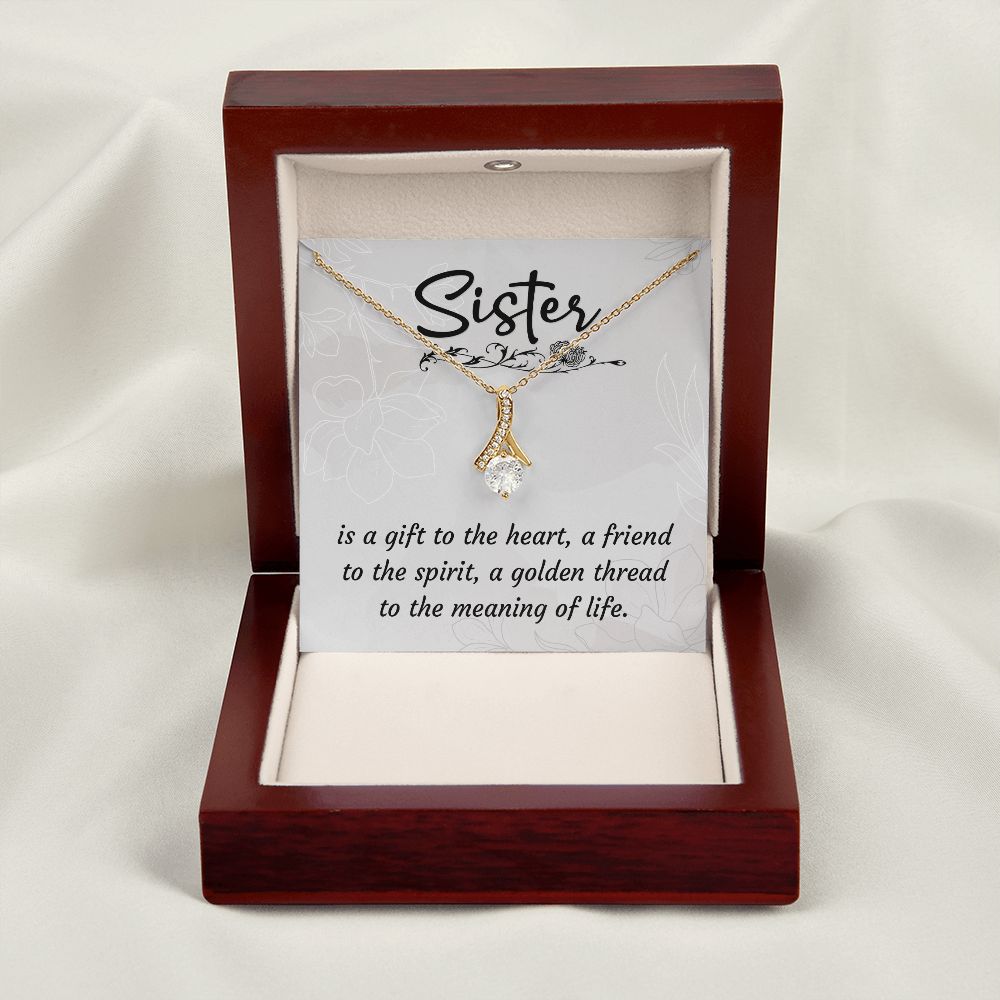 To My Sister A Sister is a Gift Alluring Ribbon Necklace Message Card-Express Your Love Gifts