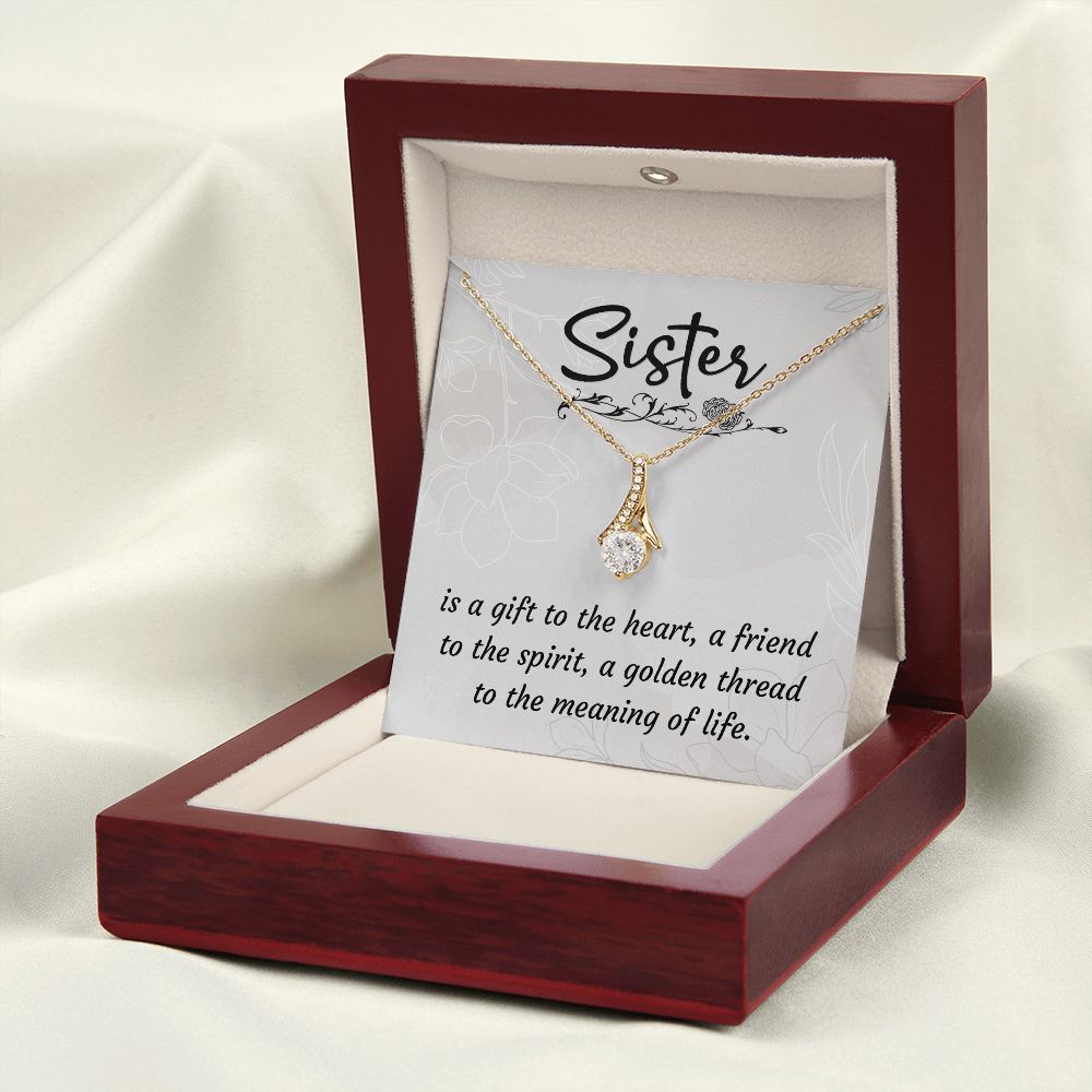 To My Sister A Sister is a Gift Alluring Ribbon Necklace Message Card-Express Your Love Gifts