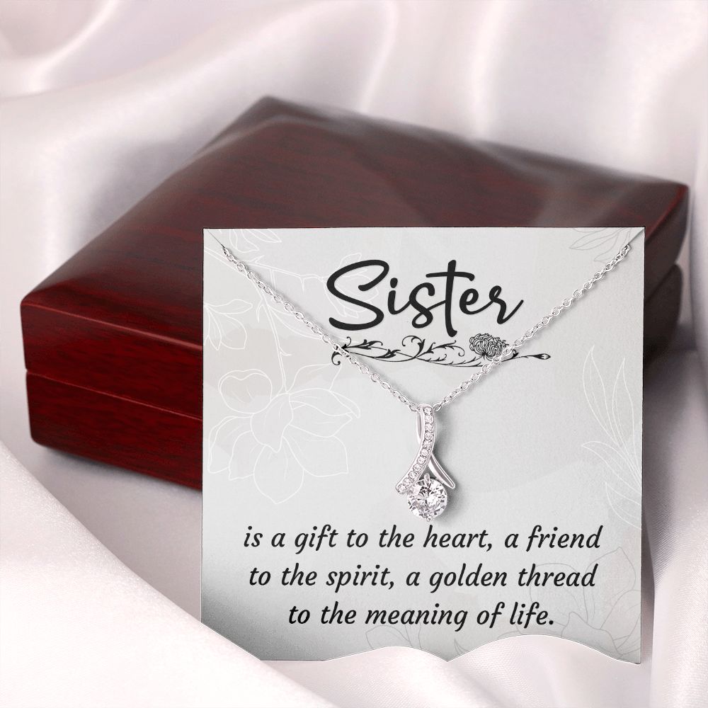 To My Sister A Sister is a Gift Alluring Ribbon Necklace Message Card-Express Your Love Gifts