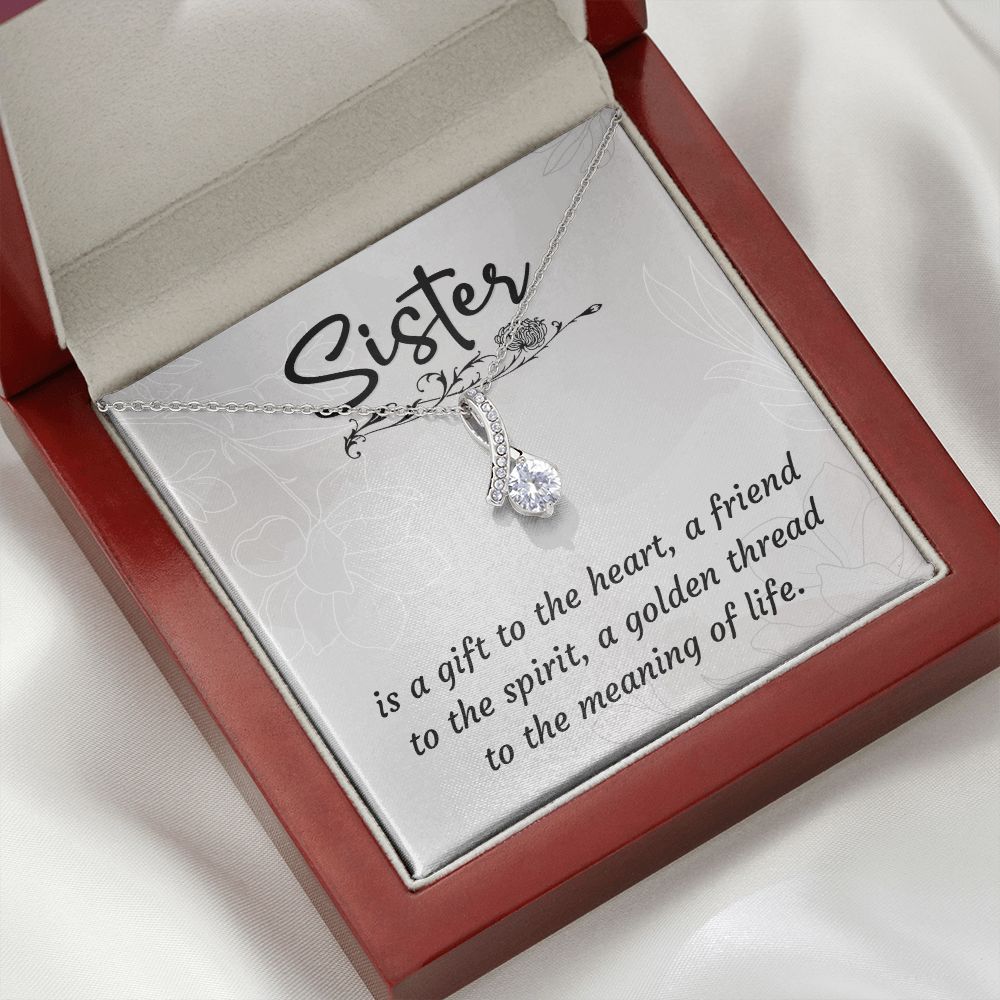 To My Sister A Sister is a Gift Alluring Ribbon Necklace Message Card-Express Your Love Gifts