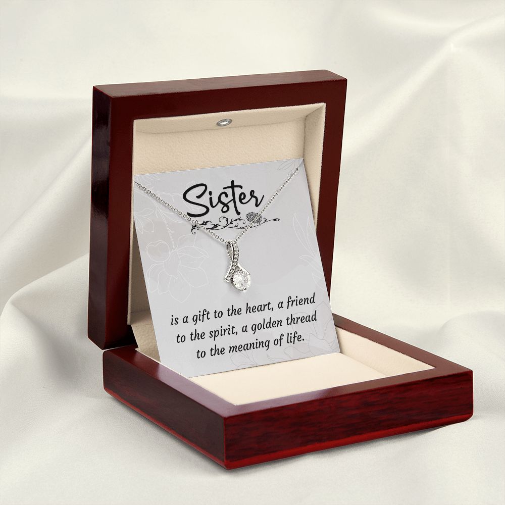 To My Sister A Sister is a Gift Alluring Ribbon Necklace Message Card-Express Your Love Gifts
