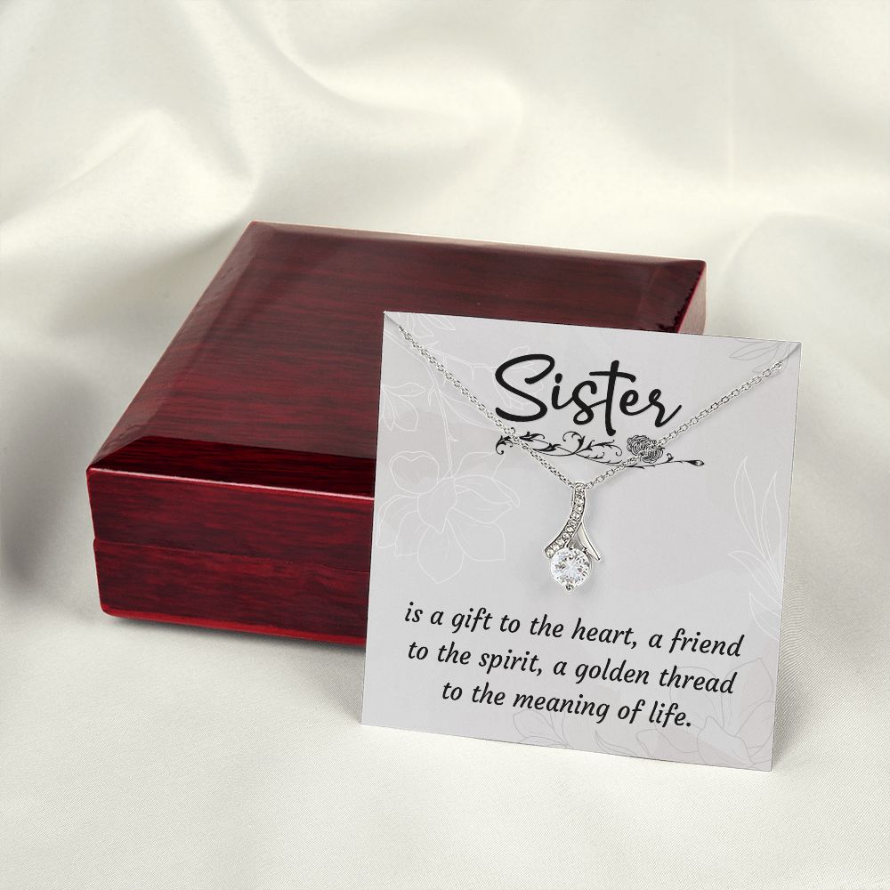 To My Sister A Sister is a Gift Alluring Ribbon Necklace Message Card-Express Your Love Gifts