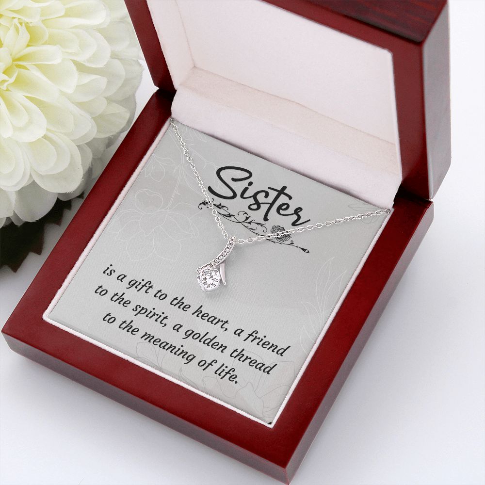 To My Sister A Sister is a Gift Alluring Ribbon Necklace Message Card-Express Your Love Gifts