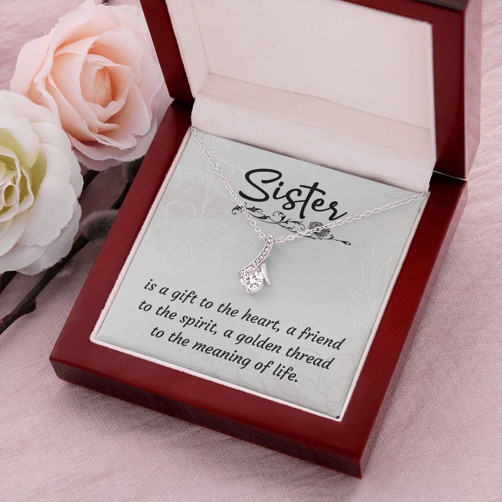 To My Sister A Sister is a Gift Alluring Ribbon Necklace Message Card-Express Your Love Gifts