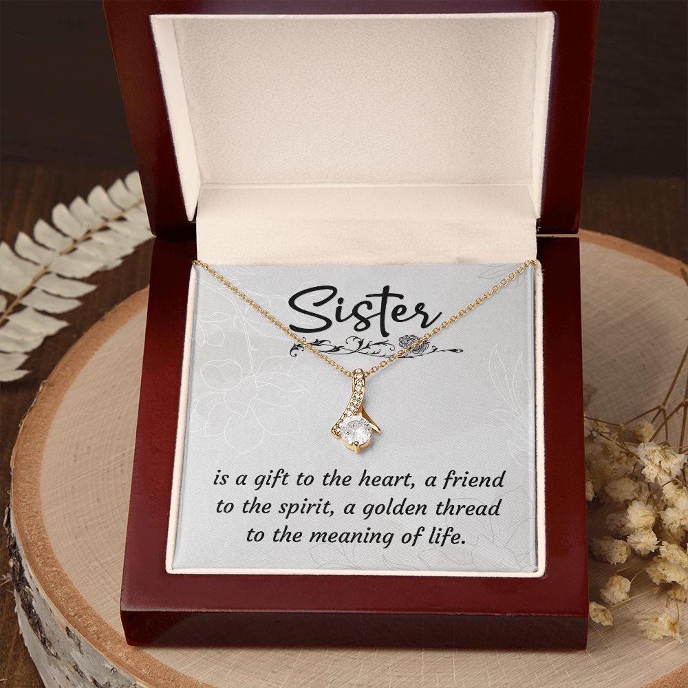 To My Sister A Sister is a Gift Alluring Ribbon Necklace Message Card-Express Your Love Gifts