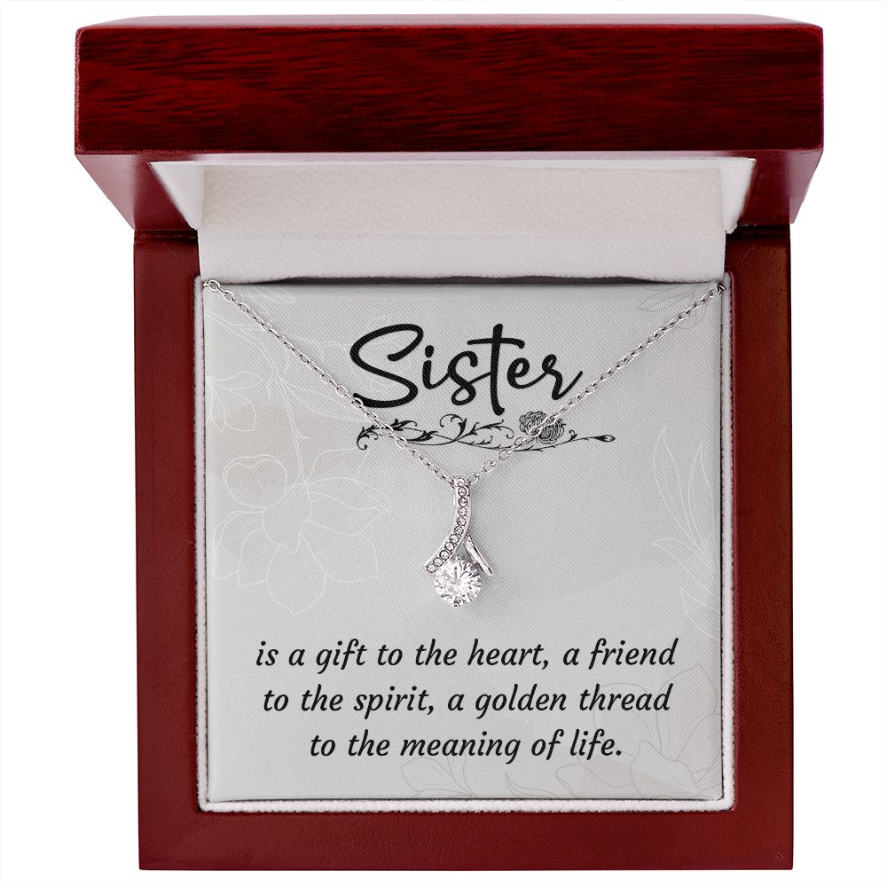 To My Sister A Sister is a Gift Alluring Ribbon Necklace Message Card-Express Your Love Gifts