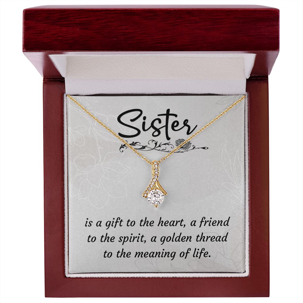 To My Sister A Sister is a Gift Alluring Ribbon Necklace Message Card-Express Your Love Gifts