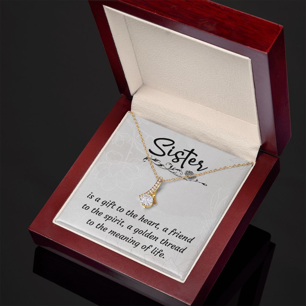 To My Sister A Sister is a Gift Alluring Ribbon Necklace Message Card-Express Your Love Gifts