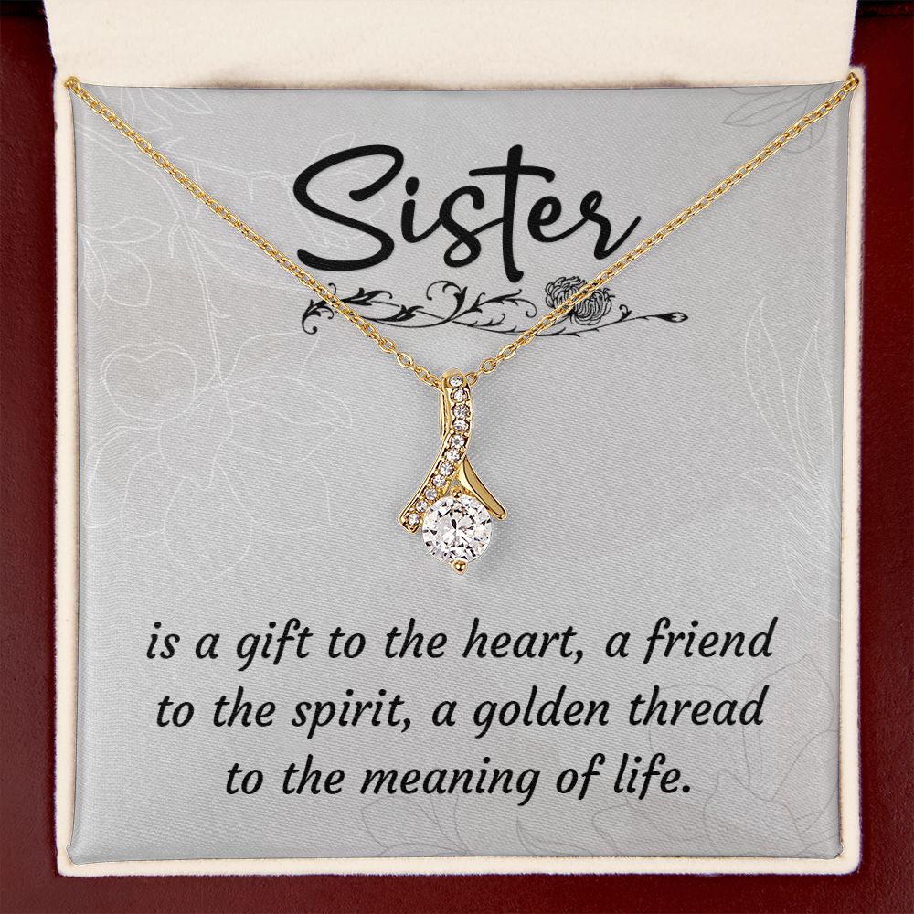 To My Sister A Sister is a Gift Alluring Ribbon Necklace Message Card-Express Your Love Gifts