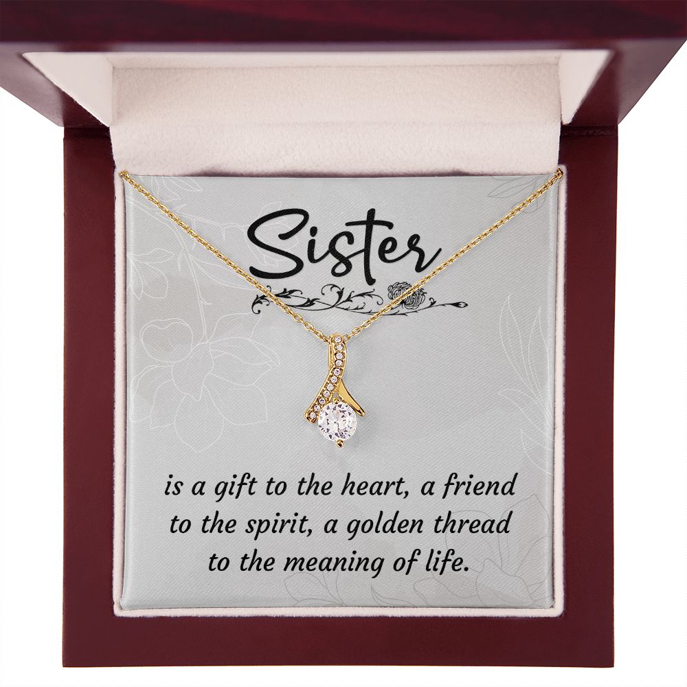 To My Sister A Sister is a Gift Alluring Ribbon Necklace Message Card-Express Your Love Gifts