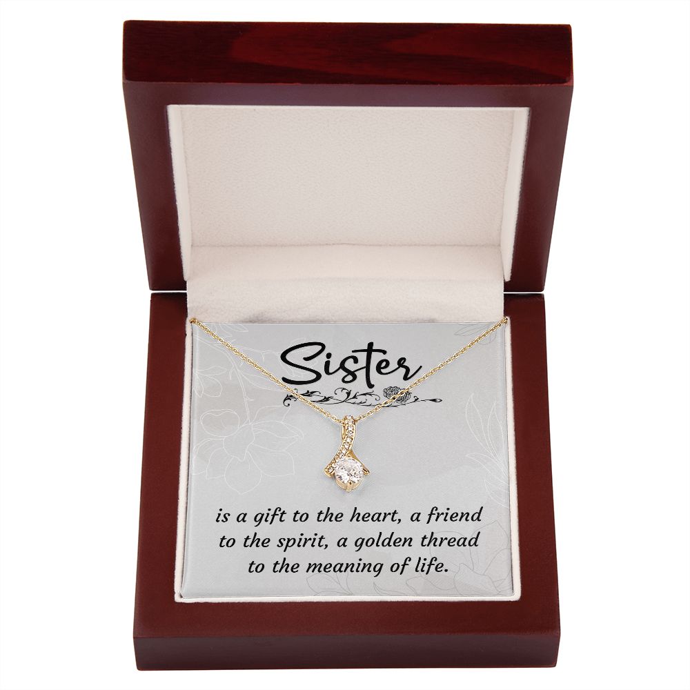 To My Sister A Sister is a Gift Alluring Ribbon Necklace Message Card-Express Your Love Gifts