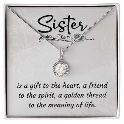 To My Sister A Sister is a Gift Eternal Hope Necklace Message Card-Express Your Love Gifts