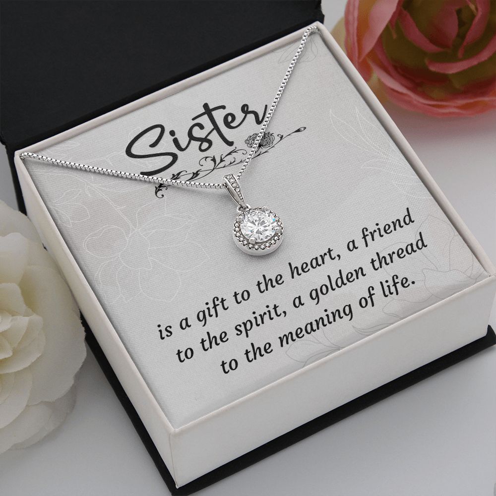 To My Sister A Sister is a Gift Eternal Hope Necklace Message Card-Express Your Love Gifts