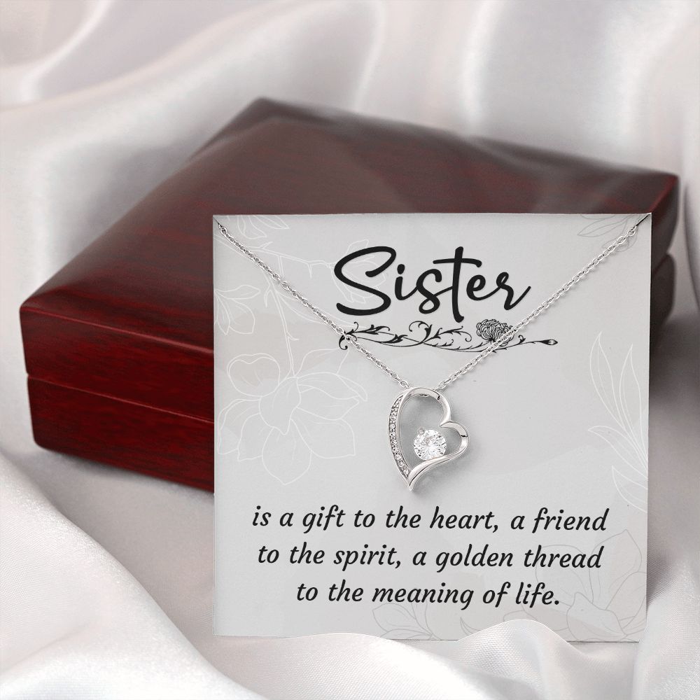 To My Sister A Sister is a Gift Forever Necklace w Message Card-Express Your Love Gifts