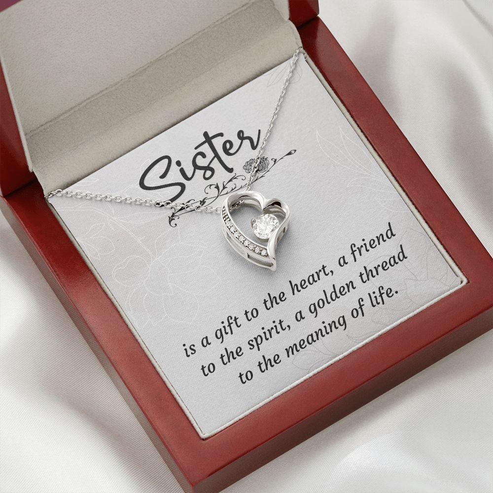 To My Sister A Sister is a Gift Forever Necklace w Message Card-Express Your Love Gifts