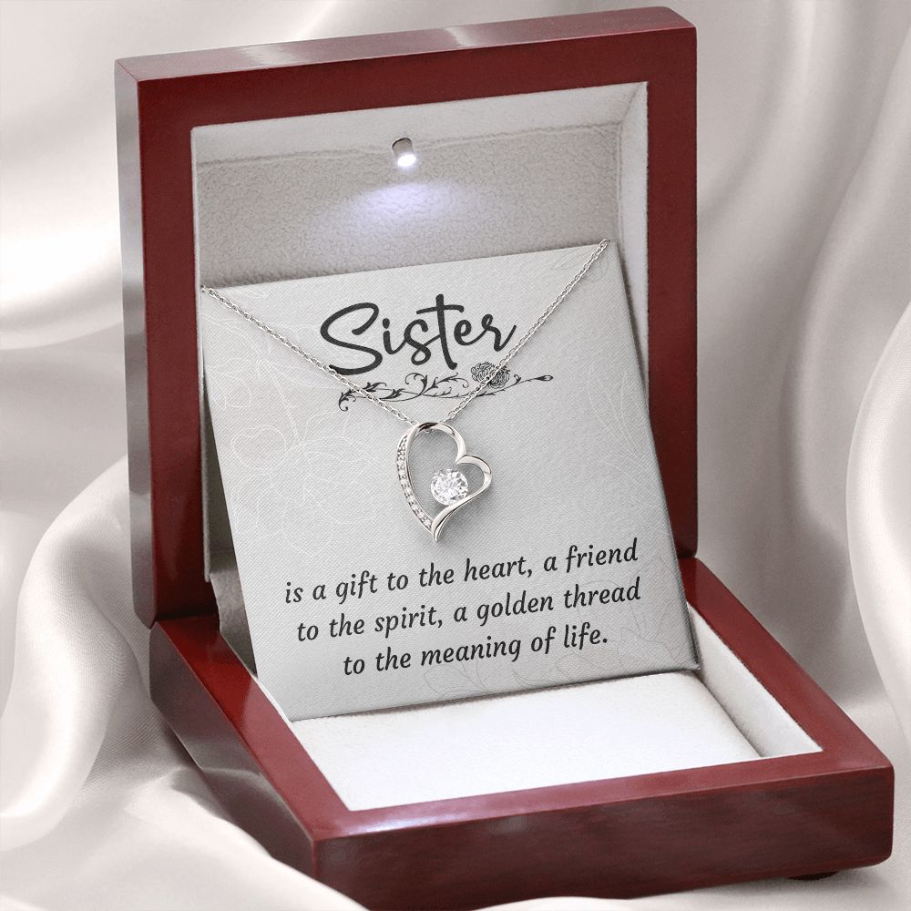 To My Sister A Sister is a Gift Forever Necklace w Message Card-Express Your Love Gifts