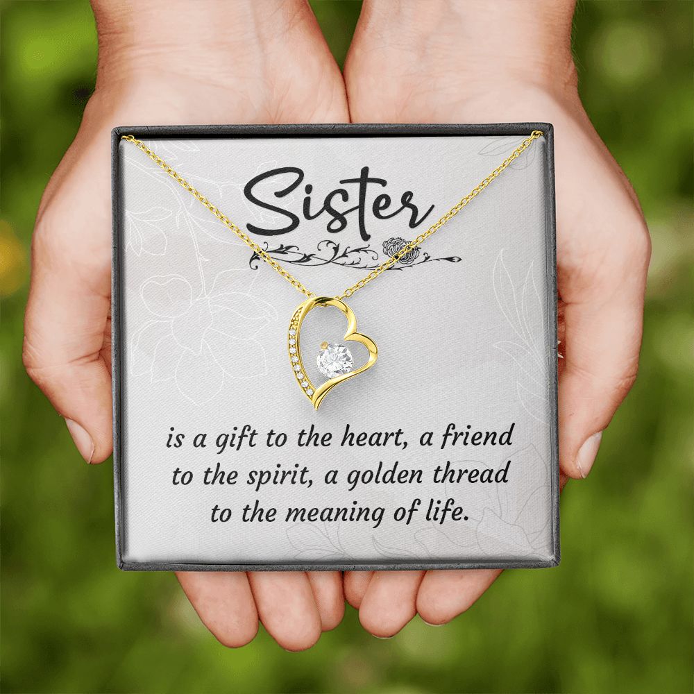 To My Sister A Sister is a Gift Forever Necklace w Message Card-Express Your Love Gifts