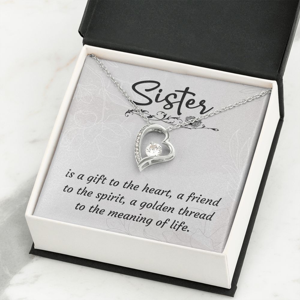 To My Sister A Sister is a Gift Forever Necklace w Message Card-Express Your Love Gifts