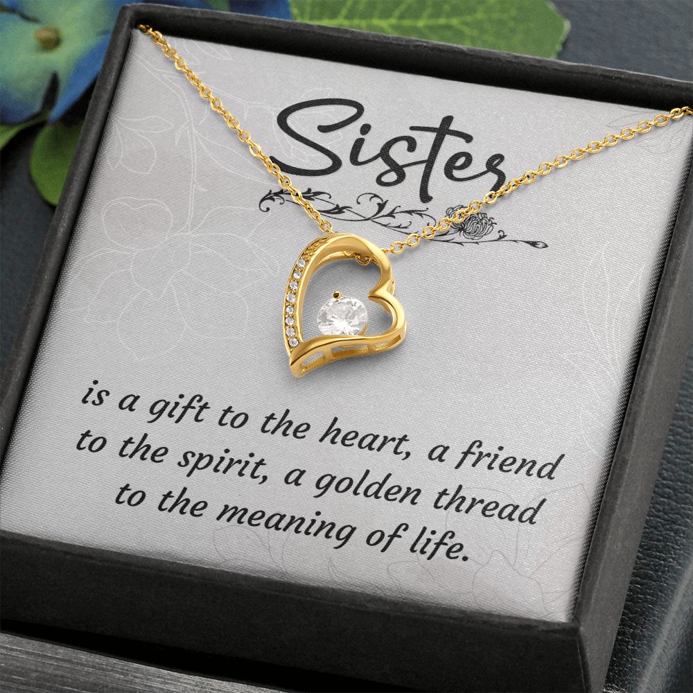 To My Sister A Sister is a Gift Forever Necklace w Message Card-Express Your Love Gifts