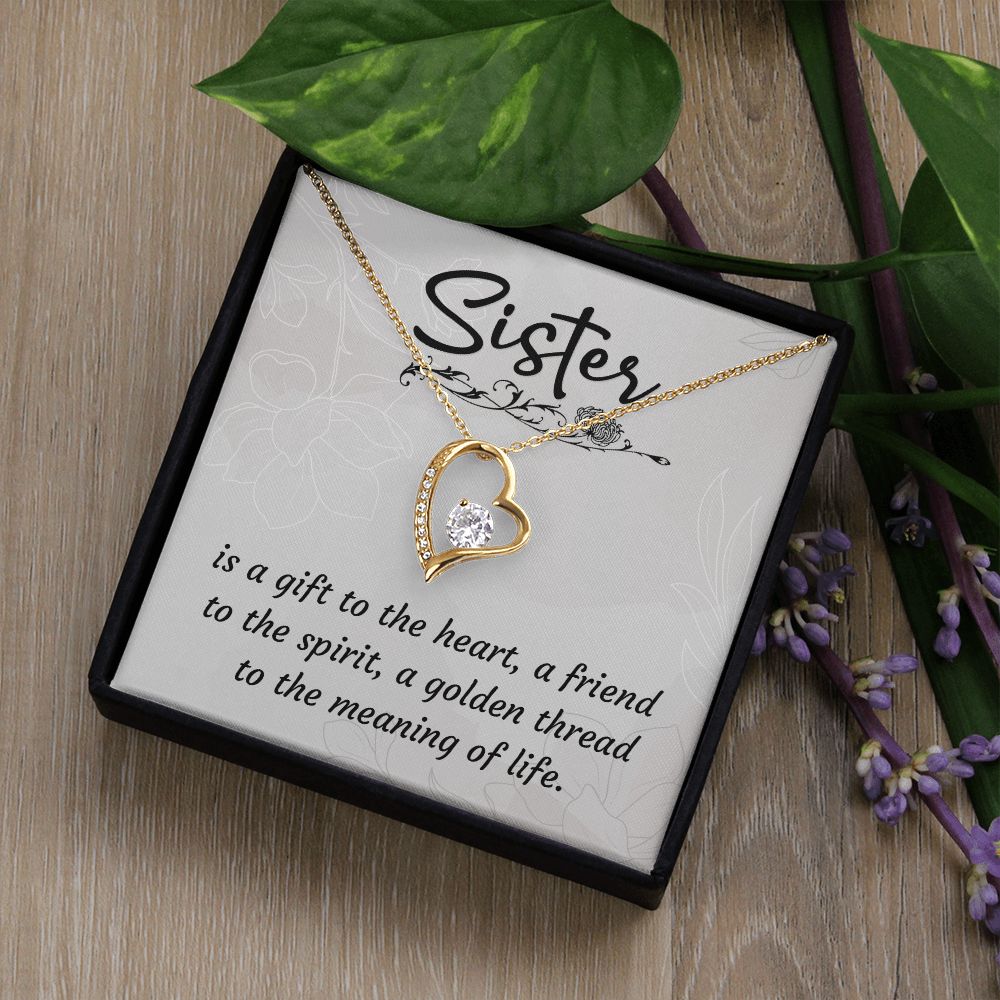 To My Sister A Sister is a Gift Forever Necklace w Message Card-Express Your Love Gifts