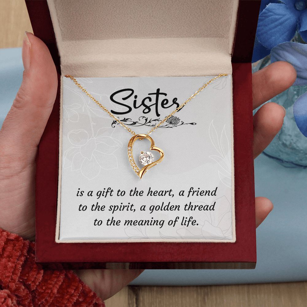 To My Sister A Sister is a Gift Forever Necklace w Message Card-Express Your Love Gifts