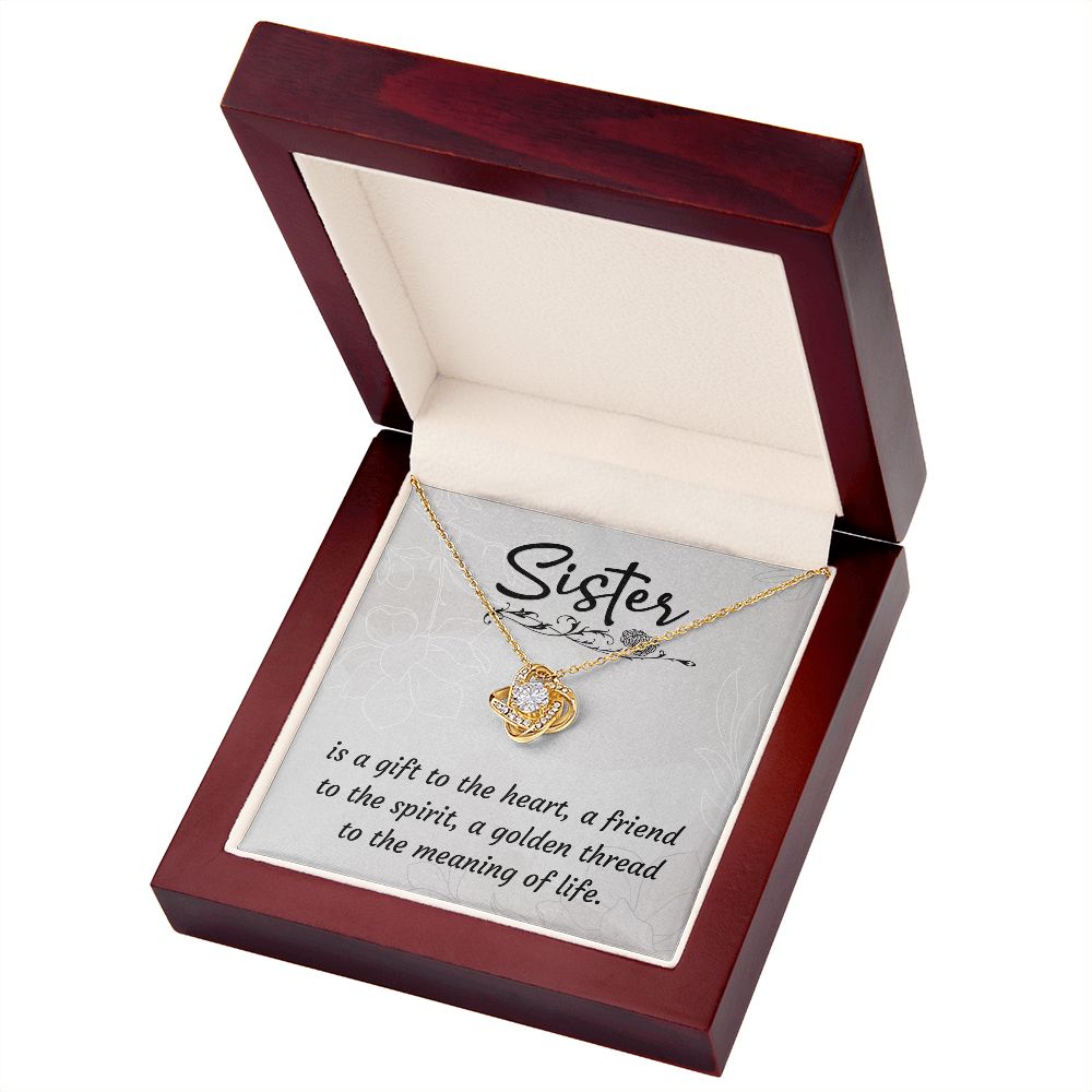 To My Sister A Sister is a Gift Infinity Knot Necklace Message Card-Express Your Love Gifts